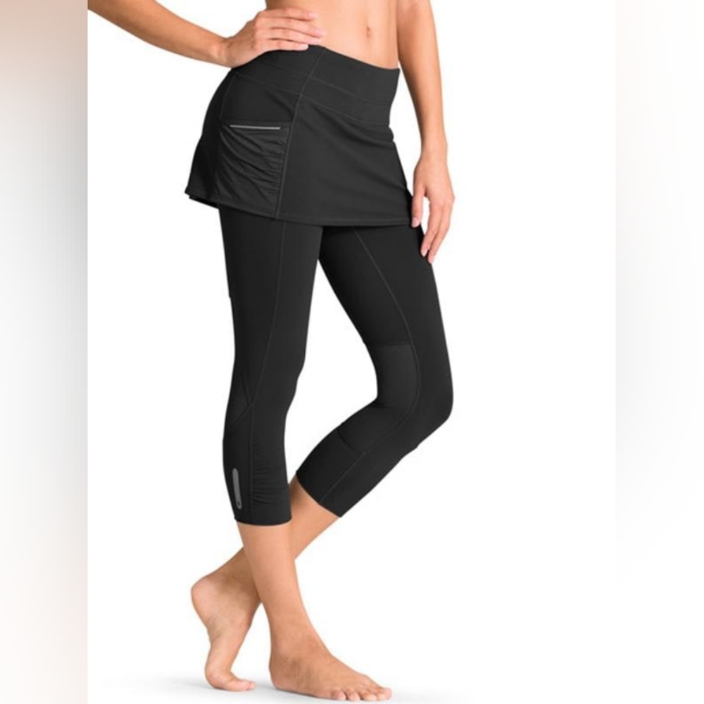 Athleta ACCELERATION 2 IN 1 CAPRI women's black‎ size L
